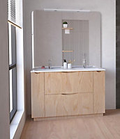 Meuble de salle de bains à poser H.185 x l.120 cm, décor bois, Palermo