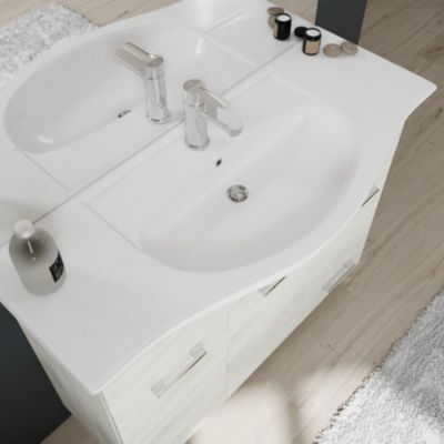 Meuble De Salle De Bains Au Sol De 105 Cm En Chêne Blanc - Rimini