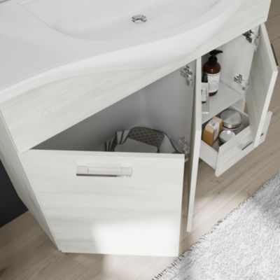 Meuble De Salle De Bains Au Sol De 105 Cm En Chêne Blanc - Rimini