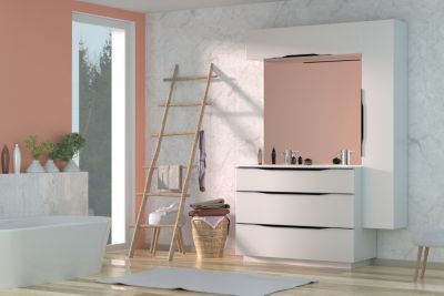 Meuble de salle de bains haut blanc mat l.120 x H.30 x P.30 cm, Pamili