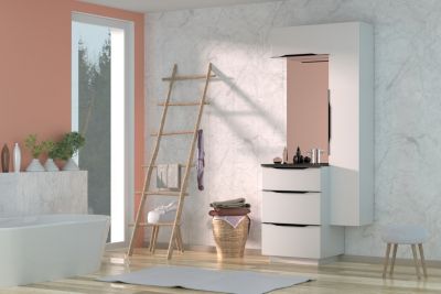 Meuble de salle de bains haut blanc mat l.60 x H.30 x P.30 cm, Pamili