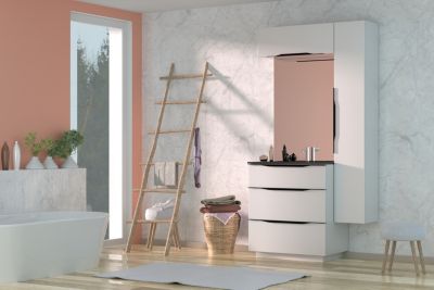 Meuble de salle de bains haut blanc mat l.80 x H.30 x P.30 cm, Pamili