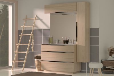 Meuble de salle de bains haut effet bois l.120 x H.30 x P.30 cm, Pamili