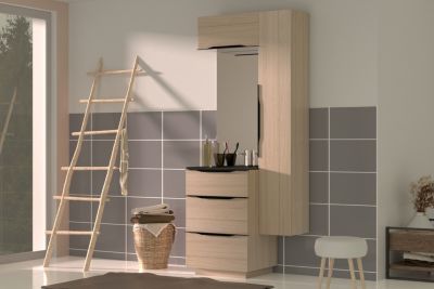 Meuble de salle de bains haut effet bois l.60 x H.30 x P.30 cm, Pamili