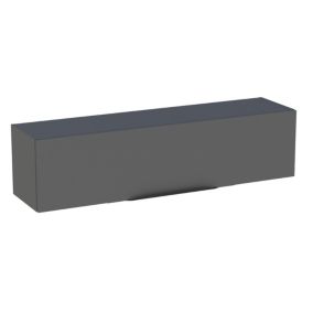Meuble de salle de bains haut gris anthracite brillant l.120 x H.30 x P.30 cm, Pamili