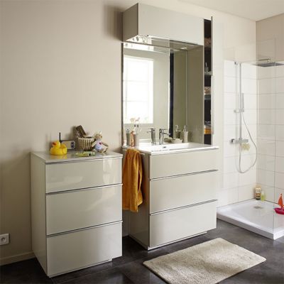 Meuble de salle de bains haut taupe l.80 x H.30 x P.30 cm, Pamili
