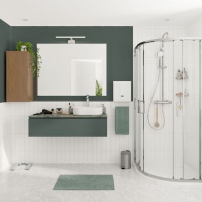 Meuble de salle de bains Kentia l.120 cm vert forêt et plan de toilette Cadélia effet marbre vert