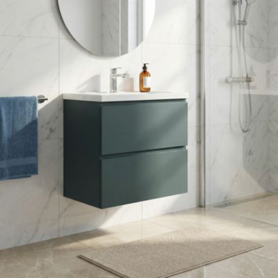 Meuble de salle de bains Kentia l.60 cm vert forêt avec plan vasque Levanna