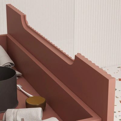 Meuble de Salle de Bains LEON 80cm Terracotta - 2 Tiroirs en MDF Ondulés - Vasque à encastrer