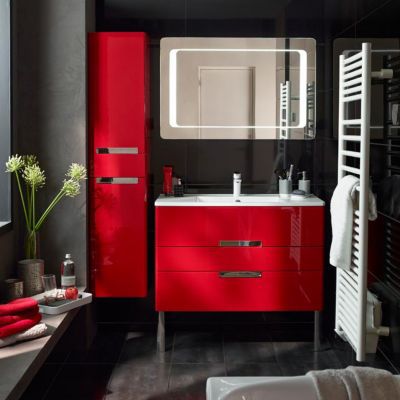 Meuble De Salle De Bains Rouge Imperial Decotec Belt 100 Cm Castorama