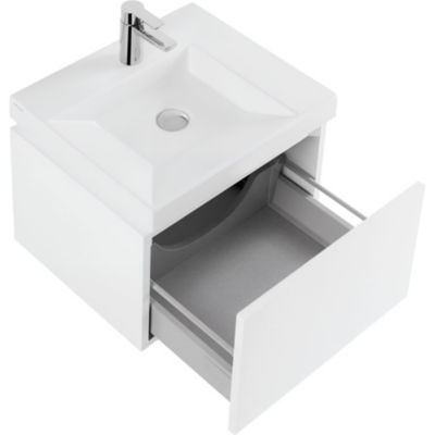 Meuble de salle de bains suspendu blanc 1 tiroir blanc SANINDUSA pour Vasque Vista 100 (vasque, mitigeur et vidage non inclus)