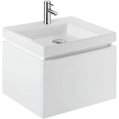 Meuble de salle de bains suspendu blanc 1 tiroir blanc SANINDUSA pour Vasque Vista 100 (vasque, mitigeur et vidage non inclus)