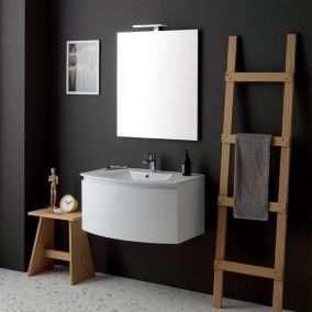 Meuble de salle de bains suspendu courbé de 82 cm avec lavabo et miroir - riva