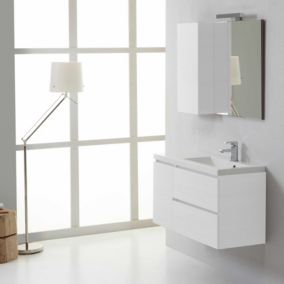 MEUBLE DE SALLE DE BAINS SUSPENDU MANHATTAN 90 cm DESIGN MODERNE DROITE