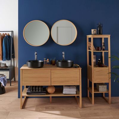 Meuble double 120cm + vasque + miroir + colonne ATOLL