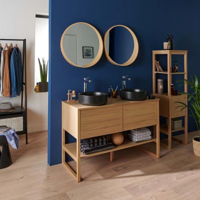 Meuble double 120cm + vasque + miroir + colonne ATOLL