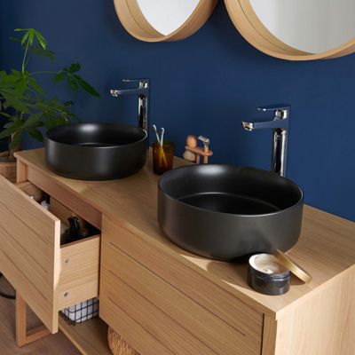 Meuble double 120cm + vasque + miroir + colonne ATOLL