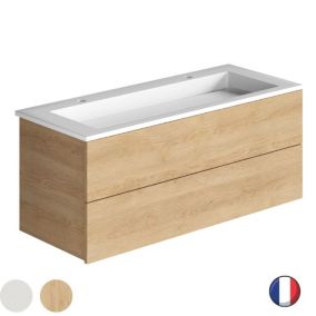 Meuble double vasque 120 cm BURGBAD Cosmo chêne cachemire