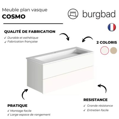 Meuble double vasque 120 cm BURGBAD Cosmo chêne cachemire