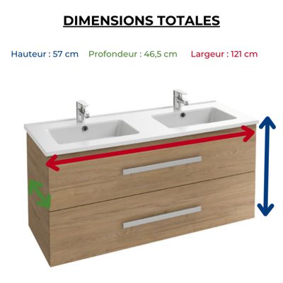 Meuble double vasque 120 cm JACOB DELAFON Ola up + colonne de salle de bain chêne