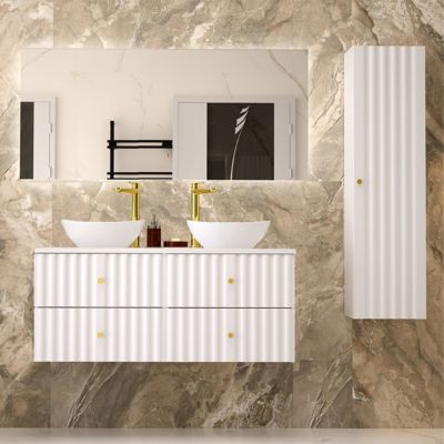 Meuble double vasque 120cm Izae Blanc