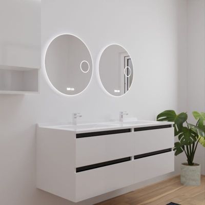 Meuble double vasque 140 cm ARLEQUIN avec 2 miroirs Rondinara - Blanc - Noir