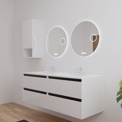 Meuble double vasque 140 cm ARLEQUIN avec 2 miroirs Rondinara - Blanc - Noir