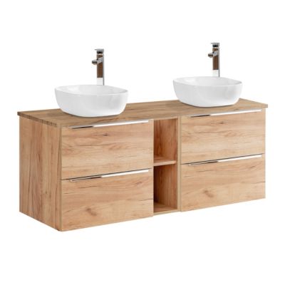 Meuble double vasque 140cm 2 niches April Bois