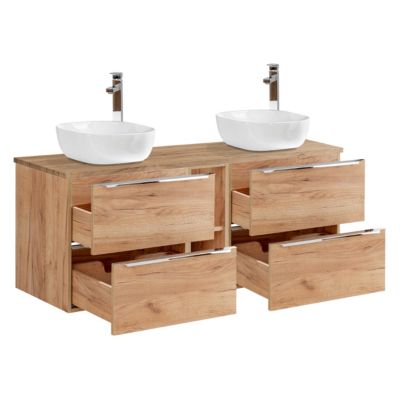 Meuble double vasque 140cm 2 niches April Bois