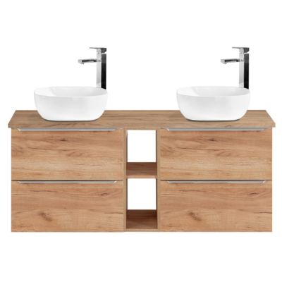 Meuble double vasque 140cm 2 niches April Bois