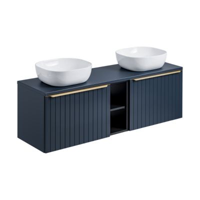 Meuble double vasque 140cm 2 niches eros Bleu