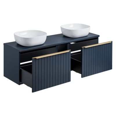 Meuble double vasque 140cm 2 niches eros Bleu