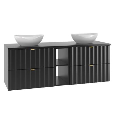 Meuble double vasque 140cm 2 niches Lexa Noir