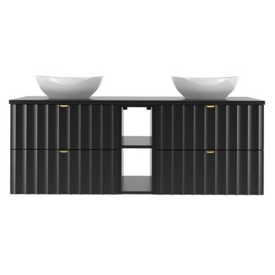 Meuble double vasque 140cm 2 niches Lexa Noir