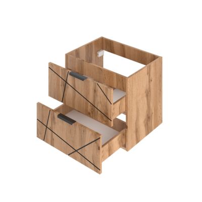 Meuble double vasque 140cm 2 niches Teren Bois