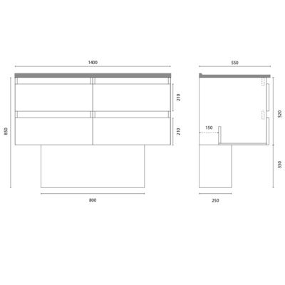 Meuble double vasque ARLEQUIN 140 cm - Gris - Noir