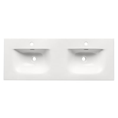 Meuble double vasque encastrée 120cm Mallory Beige et bois