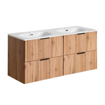 Meuble double vasque encastree 120cm Adriel Bois