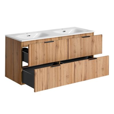 Meuble double vasque encastree 120cm Adriel Bois