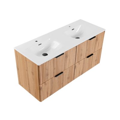Meuble double vasque encastree 120cm Adriel Bois