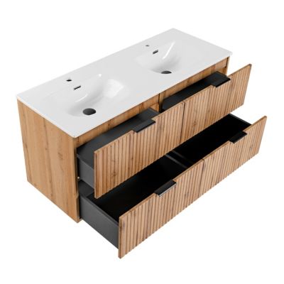 Meuble double vasque encastree 120cm Adriel Bois