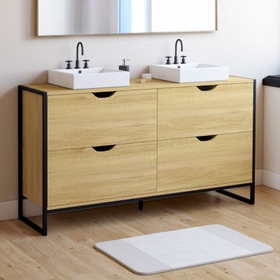 Meuble double vasque salle de bain DETROIT 4 tiroirs design industriel