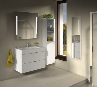 Meuble et vasque salle de bain strié Savona 98x43x44,8 cm gris mat (SAVONA100GM)