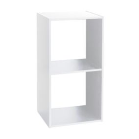 Meuble Etagère 2 cases de rangement Blanc H 67.5 cm - à poser ou mural