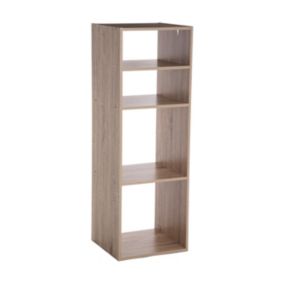 Meuble Etagère 4 cases de rangement effet bois naturel H 100.5 cm