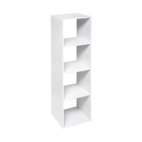 Meuble Etagère colonne 4 cases de rangement Blanc H 134 cm