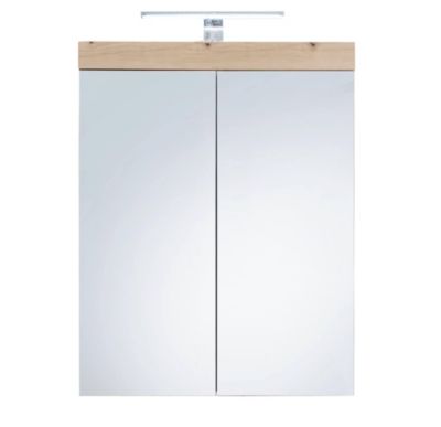 Meuble haut avec éclairage LED - Mélaminé - Naturel - 60 - 77 - 17 cm