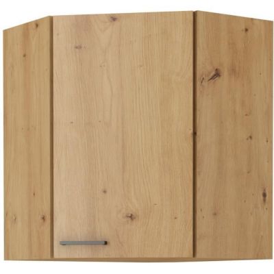 Meuble haut d'angle MODENA Chene artisan Noir mat 89x89x71,5 cm 1 porte