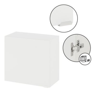 Meuble haut de cuisine 1 porte blanc l.60 x H.55 cm Izee