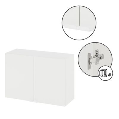 Meuble haut de cuisine 2 portes blanc l.80 x H.55 cm Izee